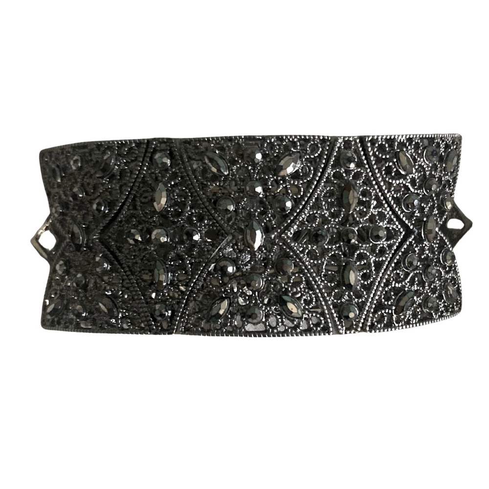 Pewter Black Metallic Rhinestone Bracelet